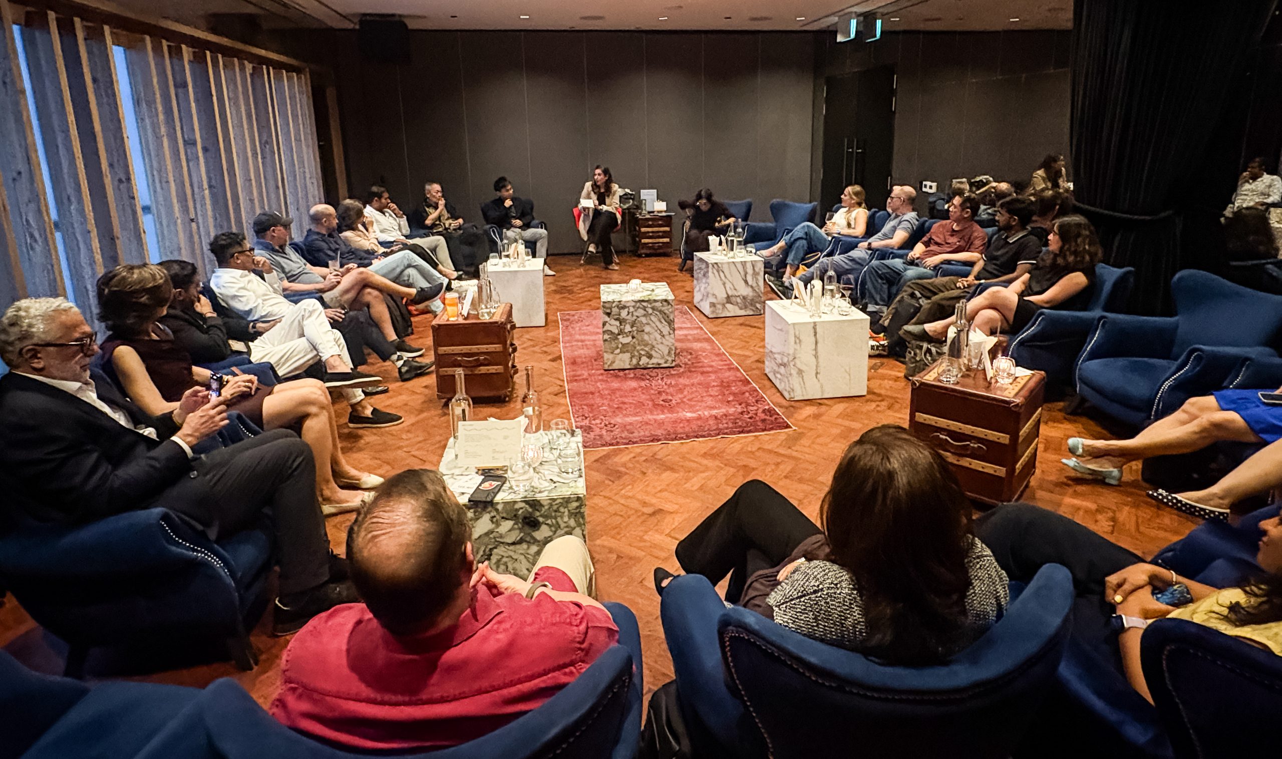 A Single Safety conversation in a private members' club